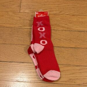 Valentine 2 pair of sparkly Hallmark Red withe xox and Pink with red heartsSocks